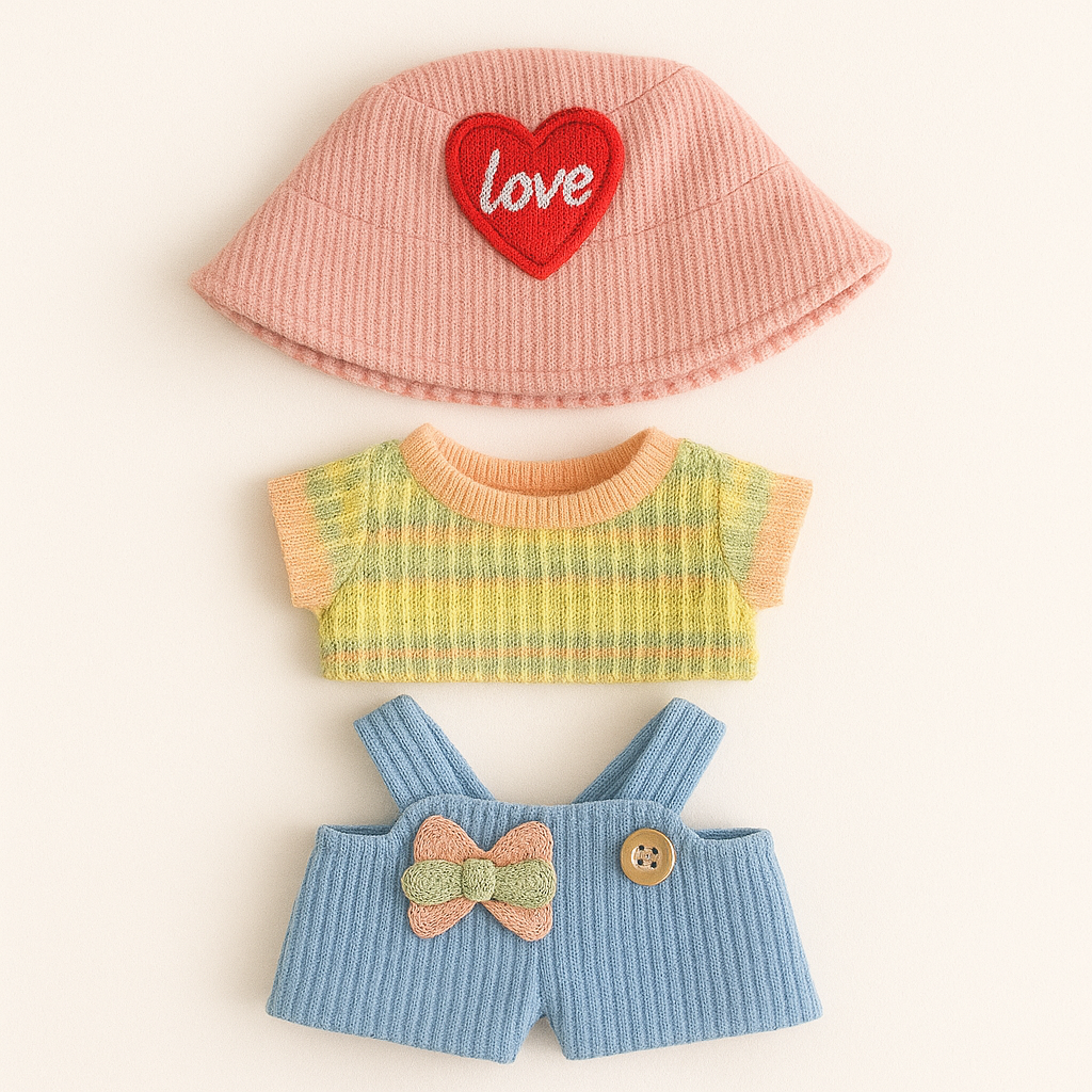Knit Overall & Bucket Hat Set